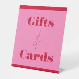 Chique Elegante Roze Rode Verjaardagscadeaus Kaart Reclamebord Met Voetstuk