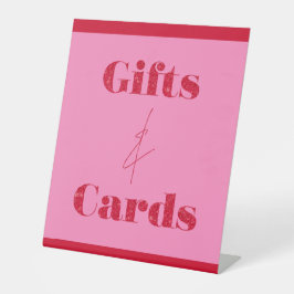 Chique Elegante Roze Rode Verjaardagscadeaus Kaart Reclamebord Met Voetstuk