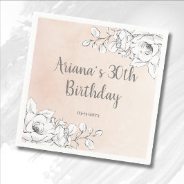 Chique Elegante Roze Witte Bloemen Servet