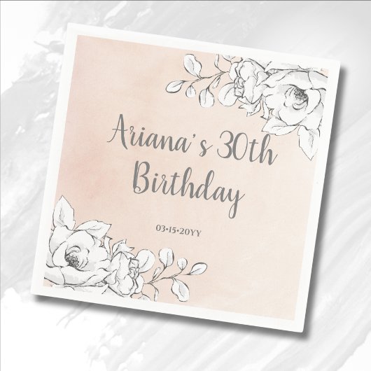 Chique Elegante Roze Witte Bloemen Servet