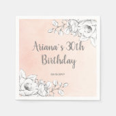 Chique Elegante Roze Witte Bloemen Servet (Voorkant)