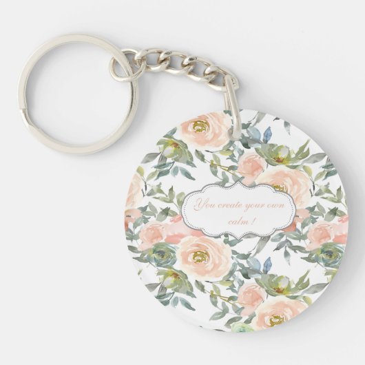 Chique Elegante Rozen, Motiverend Bericht Sleutelhanger (Voorkant)