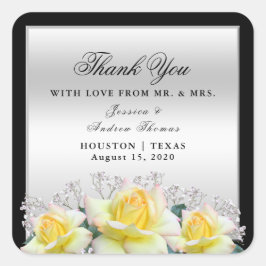 Chique elegante Rozen zilveren bruiloft dank u Vierkante Sticker