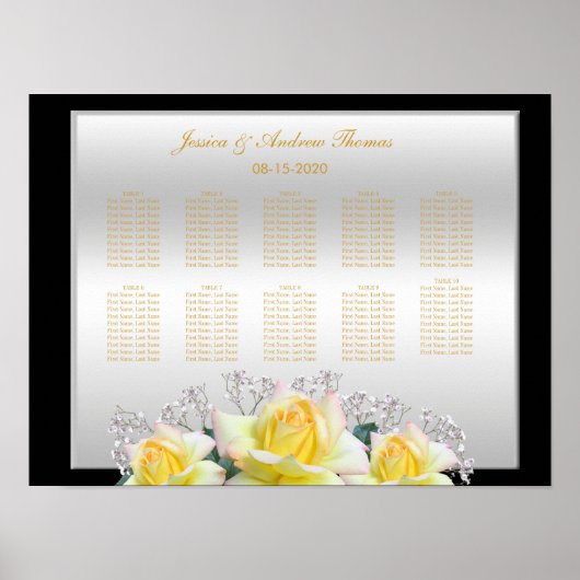 Chique Elegante Rozen Zilveren Bruiloft Poster (Voorkant)