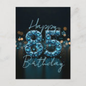 Chique Elegante Saffierblauwe en Zwarte 85e Verjaa Briefkaart (Voorkant)