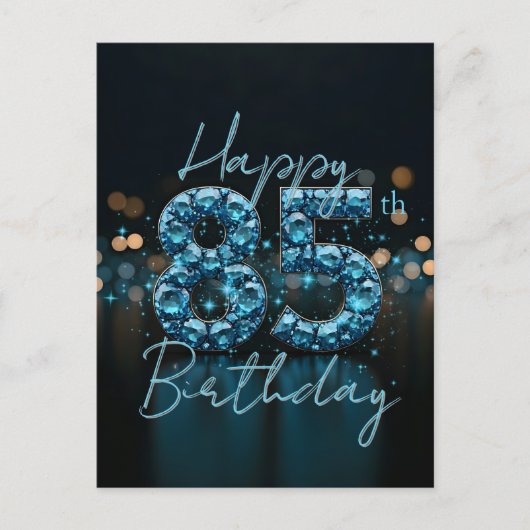 Chique Elegante Saffierblauwe en Zwarte 85e Verjaa Briefkaart (Voorkant)