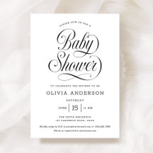 Chique Elegante Script Zwart & Wit Baby Borrel