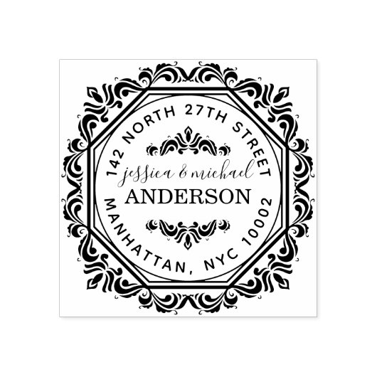 Chique elegante stijlvolle getrouwd paar retour ad rubberstempel (Afrduk)