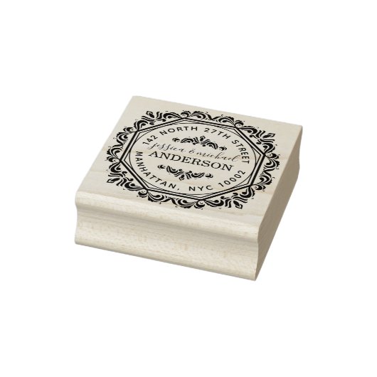 Chique elegante stijlvolle getrouwd paar retour ad rubberstempel (Stempel)