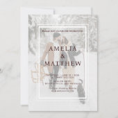 Chique elegante twee foto minimalistische winter b kaart (Voorkant)