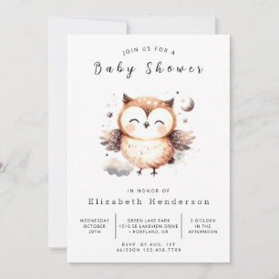 Chique Elegante Uil Baby Shower Kaart