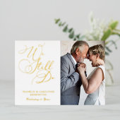 Chique Elegante Verlengde Huwelijksgeloften Foto Folie Uitnodiging (Staand Voorkant)