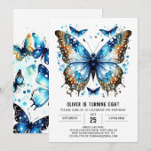 Chique elegante vlinder jongen verjaardag kaart (Voorkant / Achterkant)