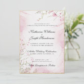 CHIQUE & ELEGANTE WATERVERF BLOEMIGE ABSTRACTE BRU KAART (Staand voorkant)