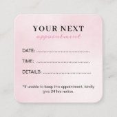 Chique Elegante Waterverf Roze Beauty Salon Afsprakenkaartje (Voorkant)