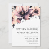 Chique elegante Waterverf roze bloemenbruiloft Kaart (Voorkant)