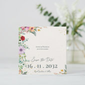 Chique Elegante Waterverf Wilde Bloemen Bruiloft Save The Date (Staand voorkant)