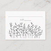 Chique Elegante Wildflower Line Art Eenvoudige Aan Plaatskaartje (Voorkant)