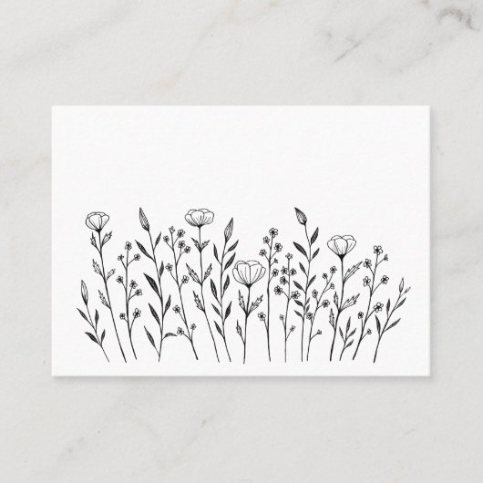 Chique Elegante Wildflower Line Art Eenvoudige Aan Plaatskaartje (Voorkant)