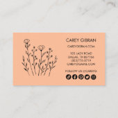 Chique Elegante Wildflower Line Art Sociale pictog Kortingskaartje (Achterkant)