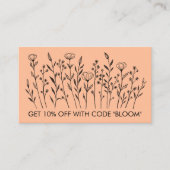 Chique Elegante Wildflower Line Art Sociale pictog Kortingskaartje (Voorkant)