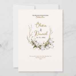 chique elegante witte bruid rozen trouw uitnodigin kaart