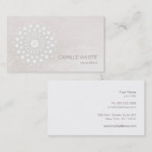 Chique elegante witte cirkel mandala ivoor visitekaartje (Voorkant / Achterkant)