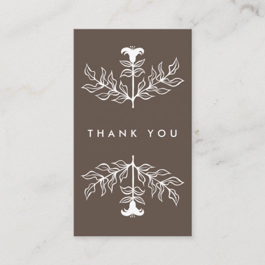 Chique elegante witte lelie bestellen dank u aanko visitekaartje (Voorkant)