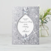 chique elegante zilveren glitters diamanten strik kaart (Staand voorkant)