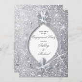 chique elegante zilveren glitters diamanten strik kaart (Voorkant / Achterkant)