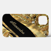 Chique elegante zwart en goud bling gepersonalisee Case-Mate iPhone case (Achterkant (horizontaal))