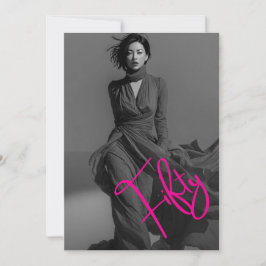 Chique Elegante Zwart & Roze Foto 50e Verjaardag Kaart