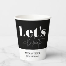 Chique Elegante Zwart Wit Laten we Verjaardag Vier
