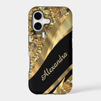 Chique elegante zwarte en gouden bling gepersonali