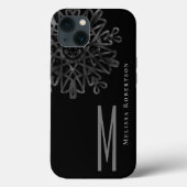 Chique Elegante Zwarte en Witte Sierlijke Monogram Case-Mate iPhone Case (Achterkant)