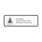 Chique Elegante Zwarte Witte Kerst Retour Etiket (Voorkant)