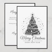 Chique Elegante Zwarte Witte Kerstboom Feestdagenkaart (Voorkant / Achterkant)