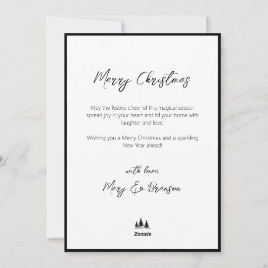 Chique Elegante Zwarte Witte Kerstboom Feestdagenkaart (Achterkant)