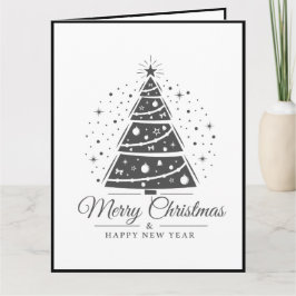 Chique Elegante Zwarte Witte Kerstboom Kaart