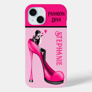 Chique Elegantie: Modebewuste Dame die een Kus Bla iPhone 15 Case