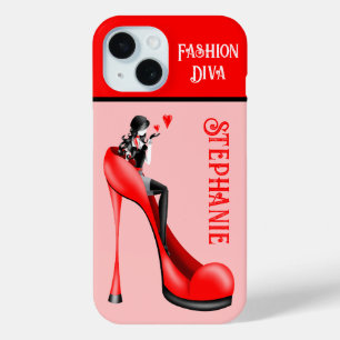 Chique Elegantie: Modebewuste Dame die een Kus Bla iPhone 15 Case