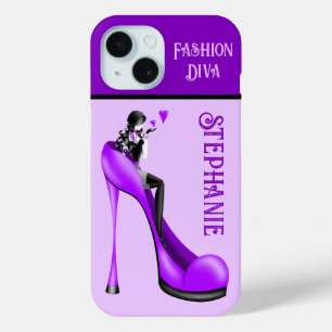 Chique Elegantie: Modieuze Dame die een Kus Blaast iPhone 15 Case