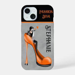 Chique Elegantie: Modieuze Dame die een Kus Blaast iPhone 15 Case
