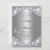 chique elegantie zilveren verlovingsfeest glam lux kaart (Achterkant)