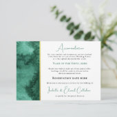 Chique Emerald Green Waterverf Wash Accommodatie Informatiekaartje (Staand voorkant)