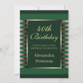 Chique Emerald Groen Gouden Strepen Geometrische V Kaart (Voorkant)