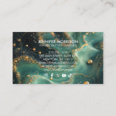 Chique Emerald Groen Malachiet Gouden Glitter Sier Visitekaartje (Achterkant)