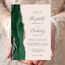 Chique Emerald Groen Roos Gouden Agaat Blush Bruil Kaart