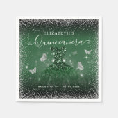 Chique Emerald Groen Zilver Glitter Gown Quinceañe Servet (Voorkant)