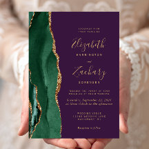 Chique Emerald Groene Gouden Agaat Paarse Bruiloft